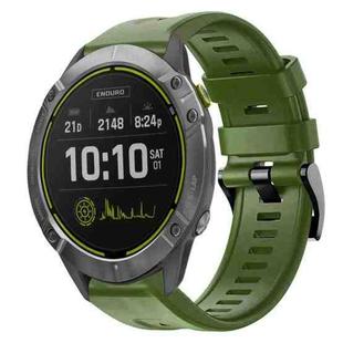 For Garmin Enduro Metal Buckle Solid Color Silicone Watch Band(Army Green)