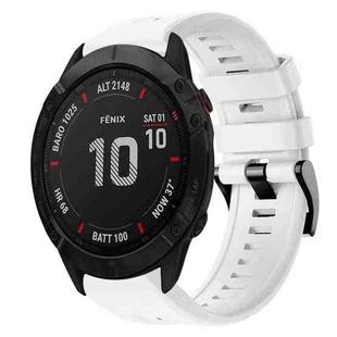 For Garmin Fenix 6X Pro Metal Buckle Solid Color Silicone Watch Band(White)