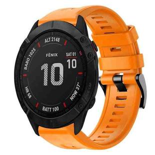 For Garmin Fenix 6X Pro Metal Buckle Solid Color Silicone Watch Band(Orange)