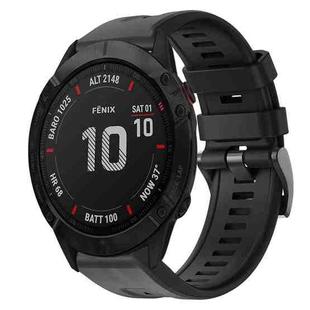 For Garmin Fenix 6X Pro Metal Buckle Solid Color Silicone Watch Band(Black)