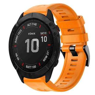 For Garmin Fenix 6X Sapphire Metal Buckle Solid Color Silicone Watch Band(Orange)