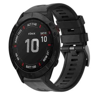 For Garmin Fenix 6X Sapphire Metal Buckle Solid Color Silicone Watch Band(Black)