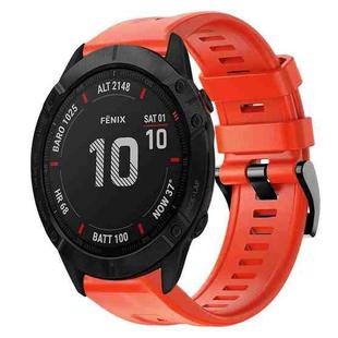 For Garmin Fenix 6X Sapphire Metal Buckle Solid Color Silicone Watch Band(Red)