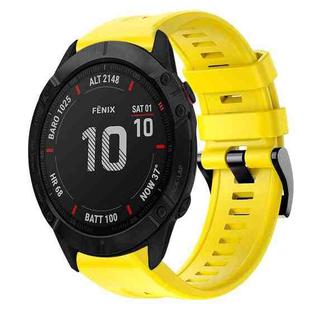 For Garmin Fenix 6X Sapphire Metal Buckle Solid Color Silicone Watch Band(Yellow)