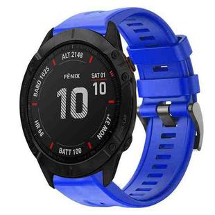 For Garmin Fenix 6X Sapphire Metal Buckle Solid Color Silicone Watch Band(Skyblue)