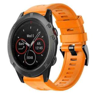 For Garmin Fenix 5X Sapphire Metal Buckle Solid Color Silicone Watch Band(Orange)