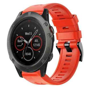 For Garmin Fenix 5X Sapphire Metal Buckle Solid Color Silicone Watch Band(Red)