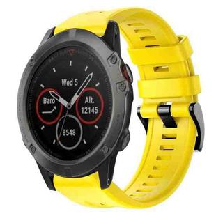 For Garmin Fenix 5X Sapphire Metal Buckle Solid Color Silicone Watch Band(Yellow)