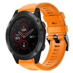 For Garmin Fenix 5X Plus Metal Buckle Solid Color Silicone Watch Band(Orange)