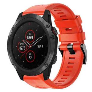 For Garmin Fenix 5X Plus Metal Buckle Solid Color Silicone Watch Band(Red)