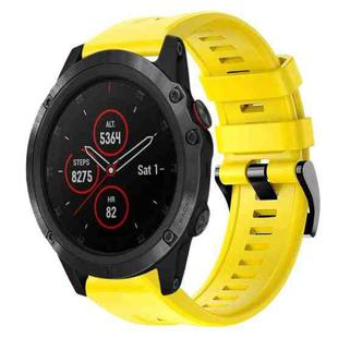 For Garmin Fenix 5X Plus Metal Buckle Solid Color Silicone Watch Band(Yellow)