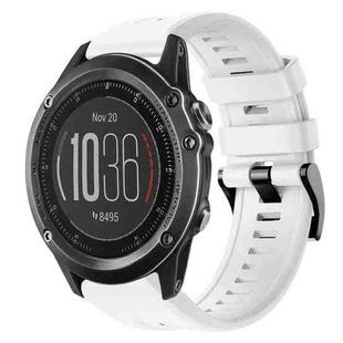 For Garmin Fenix 3 Metal Buckle Solid Color Silicone Watch Band(White)