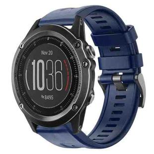 For Garmin Fenix 3 Metal Buckle Solid Color Silicone Watch Band(Navy Blue)