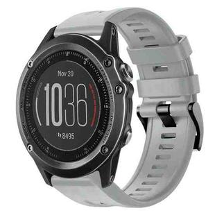 For Garmin Fenix 3 HR Metal Buckle Solid Color Silicone Watch Band(Grey)