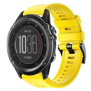 For Garmin Fenix 3 Sapphire Metal Buckle Solid Color Silicone Watch Band(Yellow)