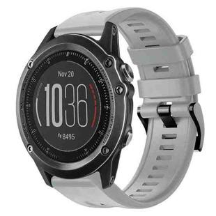 For Garmin Fenix 3 Sapphire Metal Buckle Solid Color Silicone Watch Band(Grey)