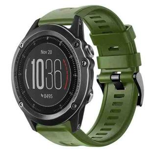 For Garmin Fenix 3 Sapphire Metal Buckle Solid Color Silicone Watch Band(Army Green)