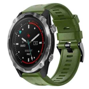 For Garmin Descent MK 2 Metal Buckle Solid Color Silicone Watch Band(Army Green)