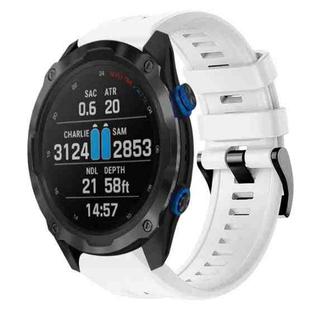 For Garmin Descent MK 2i Metal Buckle Solid Color Silicone Watch Band(White)