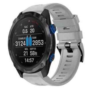 For Garmin Descent MK 2i Metal Buckle Solid Color Silicone Watch Band(Grey)