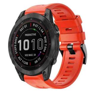 For Garmin Fenix 7 Metal Buckle Solid Color Silicone Watch Band(Red)