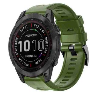 For Garmin Fenix 7 Metal Buckle Solid Color Silicone Watch Band(Army Green)