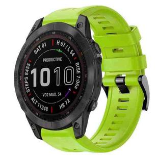 For Garmin Fenix 7 Metal Buckle Solid Color Silicone Watch Band(Green)