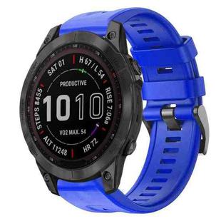 For Garmin Fenix 7 Metal Buckle Solid Color Silicone Watch Band(Sky Blue)