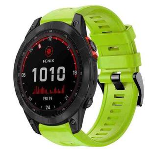 For Garmin Fenix 7 Solar Metal Buckle Solid Color Silicone Watch Band(Green)