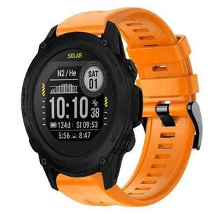 For Garmin Descent G1 Metal Buckle Solid Color Silicone Watch Band(Orange)