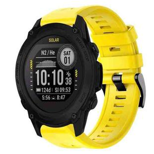 For Garmin Descent G1 Metal Buckle Solid Color Silicone Watch Band(Yellow)