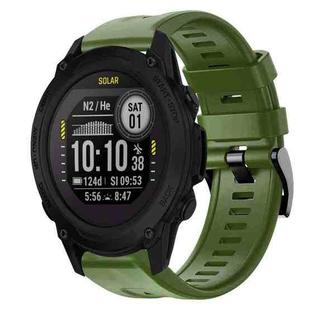 For Garmin Descent G1 Metal Buckle Solid Color Silicone Watch Band(Army Green)