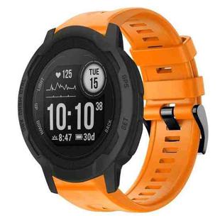 For Garmin Instinct 2 Metal Buckle Solid Color Silicone Watch Band(Orange)