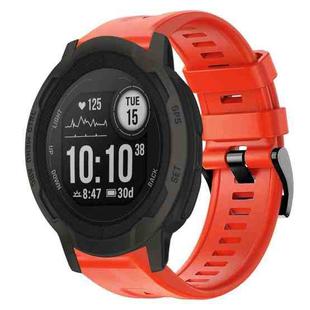 For Garmin Instinct 2 Metal Buckle Solid Color Silicone Watch Band(Red)