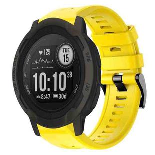 For Garmin Instinct 2 Metal Buckle Solid Color Silicone Watch Band(Yellow)