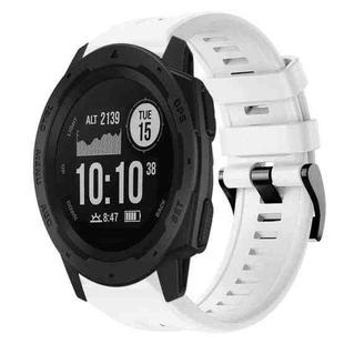 For  Garmin Instinct Metal Buckle Solid Color Silicone Watch Band(White)