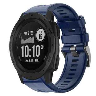 For  Garmin Instinct Metal Buckle Solid Color Silicone Watch Band(Midnight Blue)