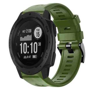 For  Garmin Instinct Metal Buckle Solid Color Silicone Watch Band(Army Green)