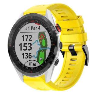 For Garmin Approach S62 Metal Buckle Solid Color Silicone Watch Band(Yellow)