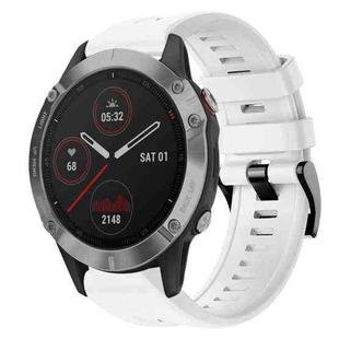 For Garmin Fenix 6 GPS Metal Buckle Solid Color Silicone Watch Band(White)