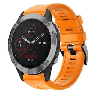 For Garmin Fenix 6 GPS Metal Buckle Solid Color Silicone Watch Band(Orange)