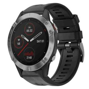 For Garmin Fenix 6 GPS Metal Buckle Solid Color Silicone Watch Band(Black)