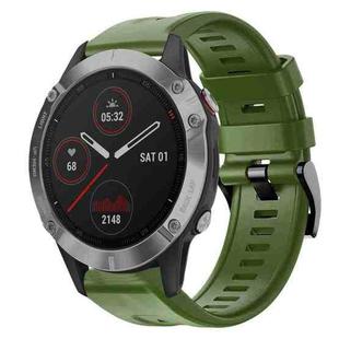 For Garmin Fenix 6 GPS Metal Buckle Solid Color Silicone Watch Band(Army Green)