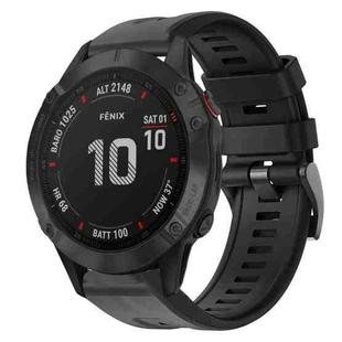 For Garmin Fenix 6 Pro GPS Metal Buckle Solid Color Silicone Watch Band(Black)