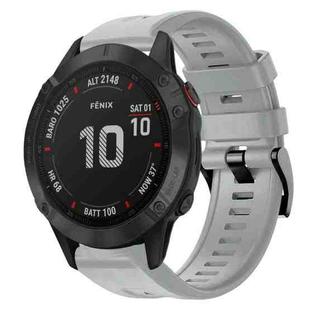 For Garmin Fenix 6 Pro GPS Metal Buckle Solid Color Silicone Watch Band(Grey)