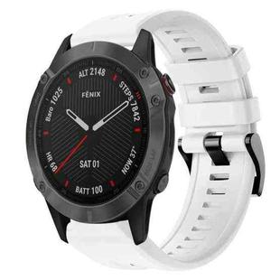 For Garmin Fenix 6 Sapphire GPS Metal Buckle Solid Color Silicone Watch Band(White)