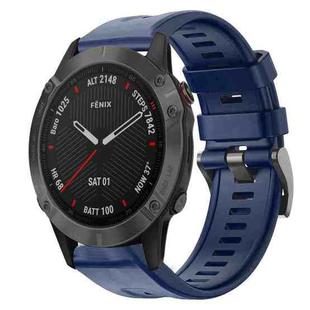 For Garmin Fenix 6 Sapphire GPS Metal Buckle Solid Color Silicone Watch Band(Midnight Blue)