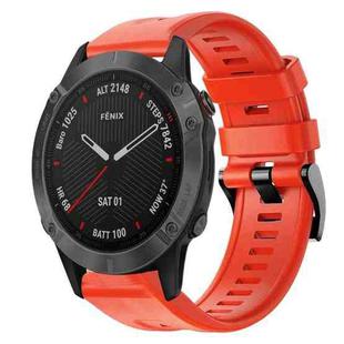 For Garmin Fenix 6 Sapphire GPS Metal Buckle Solid Color Silicone Watch Band(Red)
