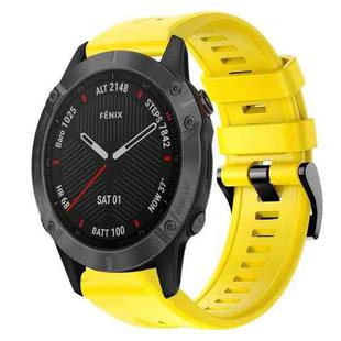 For Garmin Fenix 6 Sapphire GPS Metal Buckle Solid Color Silicone Watch Band(Yellow)
