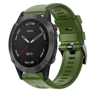 For Garmin Fenix 6 Sapphire GPS Metal Buckle Solid Color Silicone Watch Band(Army Green)